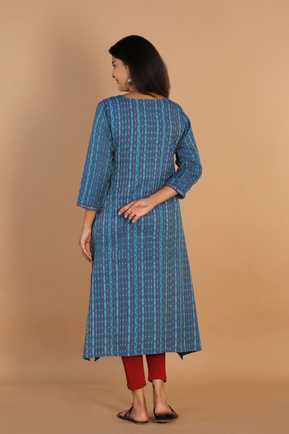 Collection of Pochampally cotton Ikat kurta in a gallery layout