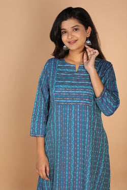 Collection of Pochampally cotton Ikat kurta in a gallery layout