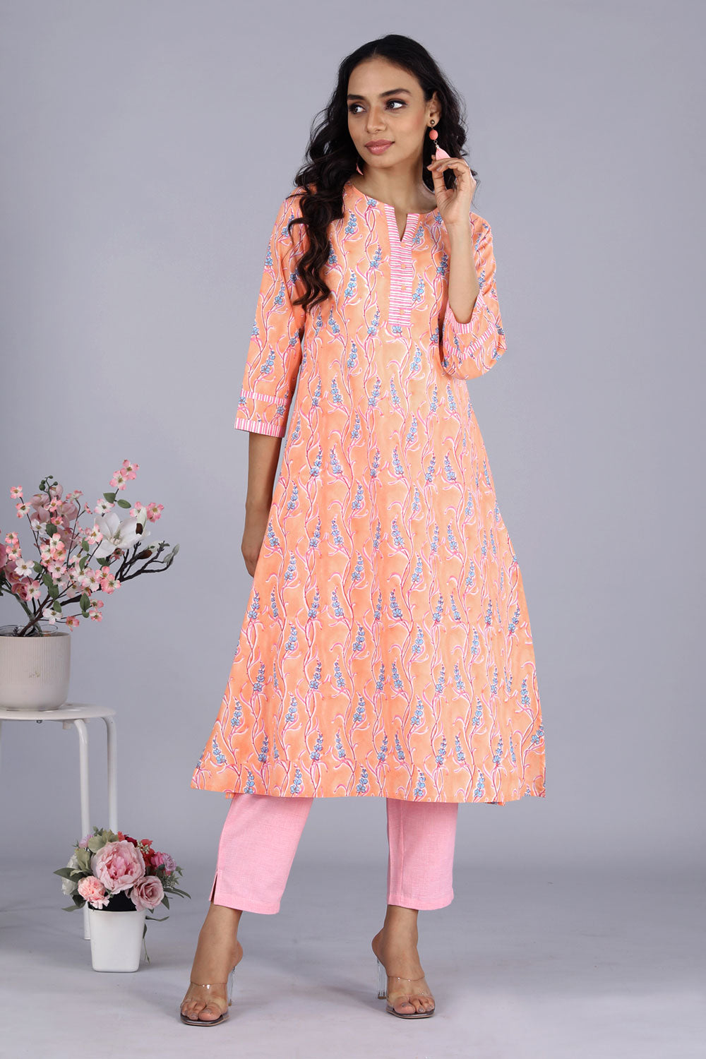 Collection of Handblock Printed Kurti in a gallery layout