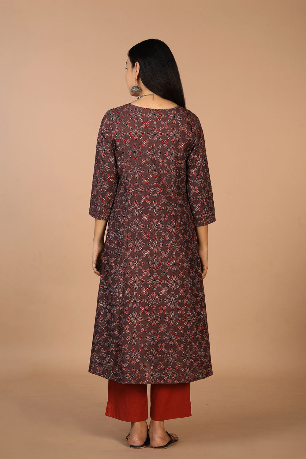 Collection of Ajrakh handblockprinted cotton kurti in a gallery layout