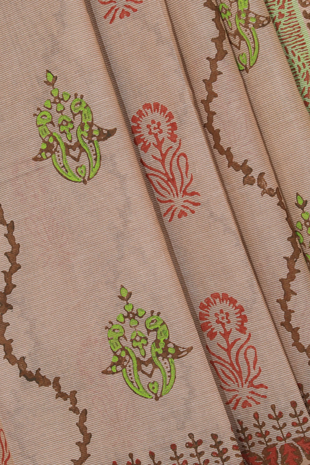 Hand block printed cotton saree