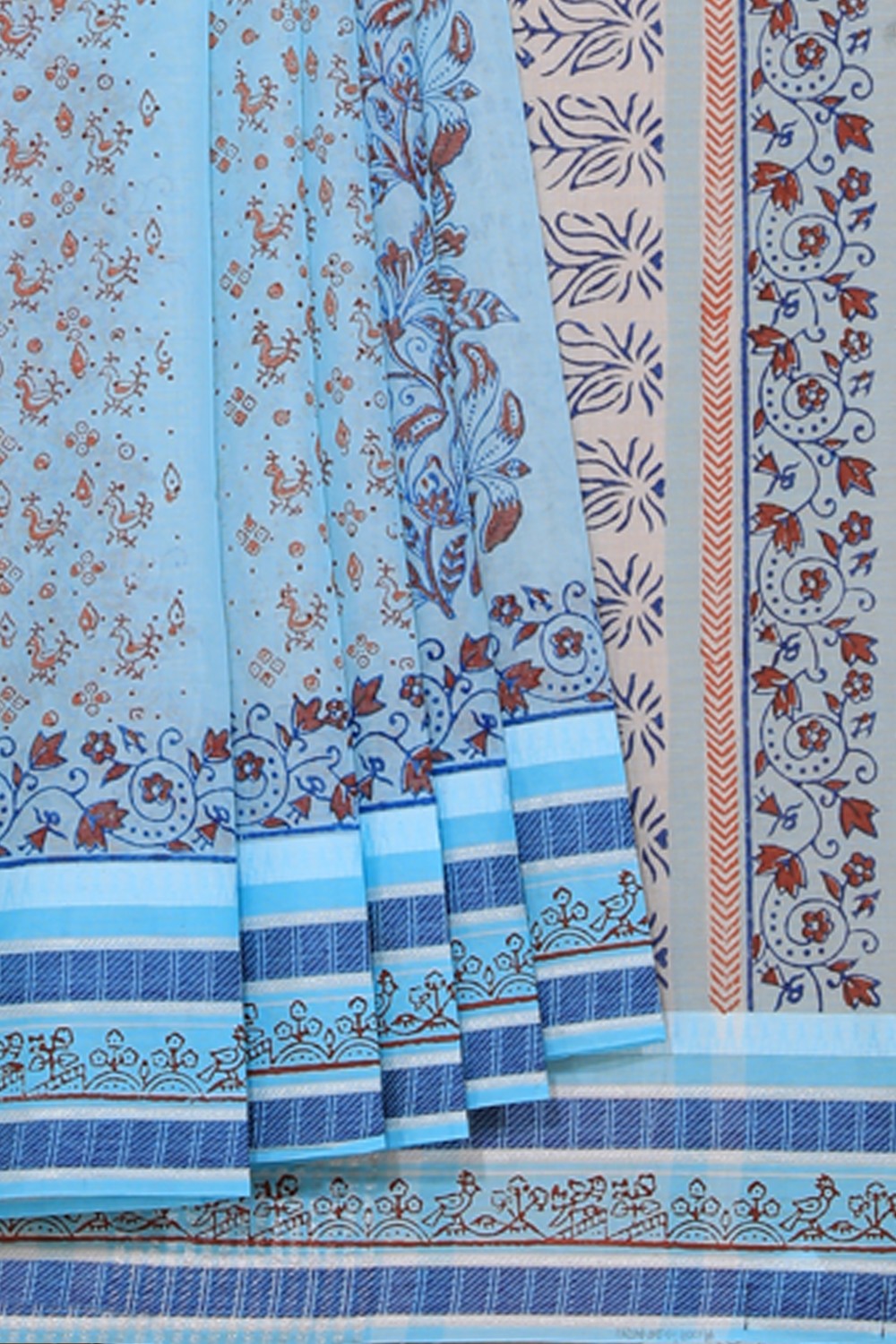 Collection of Hand block printed cotton saree in a gallery layout