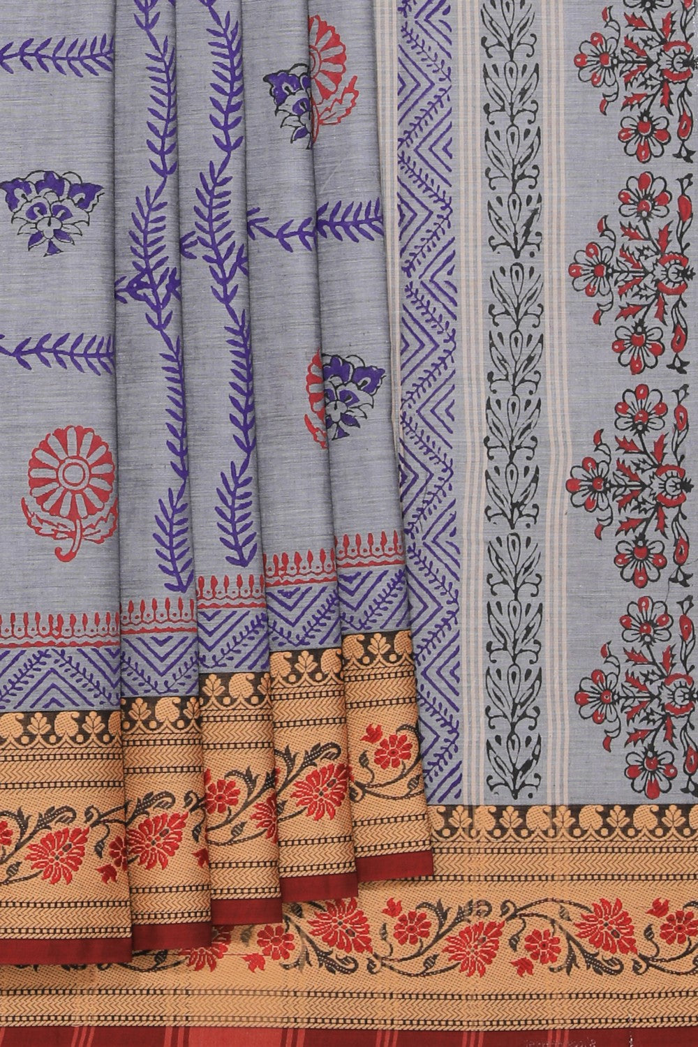 Collection of Hand block printed cotton saree in a gallery layout