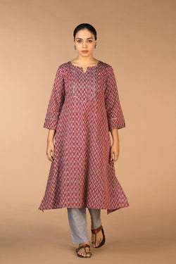 Collection of Cotton Pochampally Ikat Kurti in a gallery layout