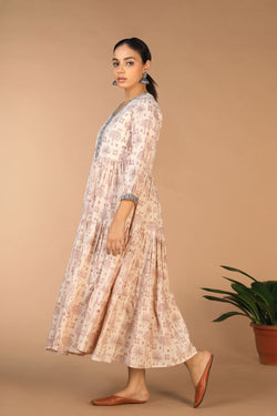 Collection of Bagh Handblock Printed Tiered Cotton Dress in a gallery layout