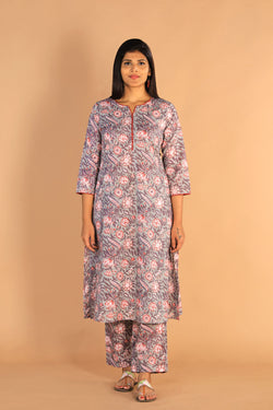 Collection of Floral Sanganeri Hand Blockprinted Cotton Dress in a gallery layout