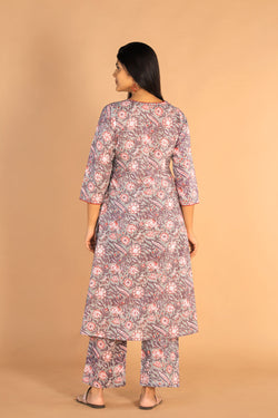 Collection of Floral Sanganeri Hand Blockprinted Cotton Dress in a gallery layout