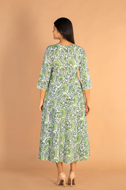 Collection of Floral Sanganeri Hand Blockprinted Cotton Dress in a gallery layout