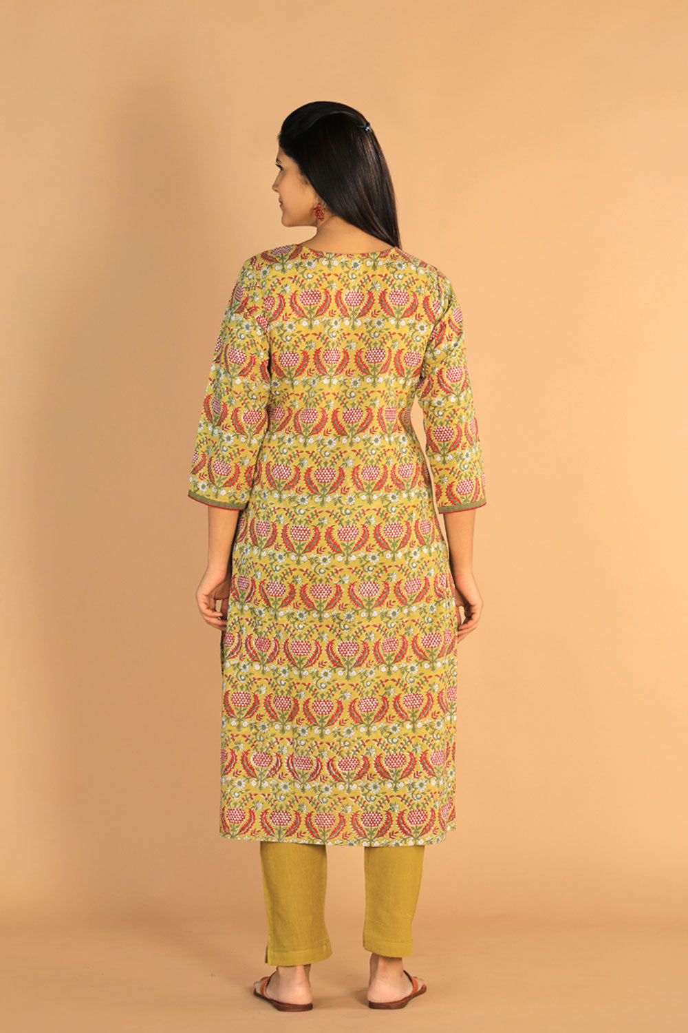 Collection of Floral Sanganeri Hand Blockprinted Cotton Dress in a gallery layout