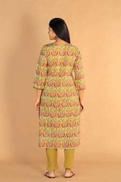 Collection of Floral Sanganeri Hand Blockprinted Cotton Dress in a gallery layout