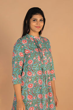 Collection of Blockprinted Pleated Cotton Short Kurti in a gallery layout