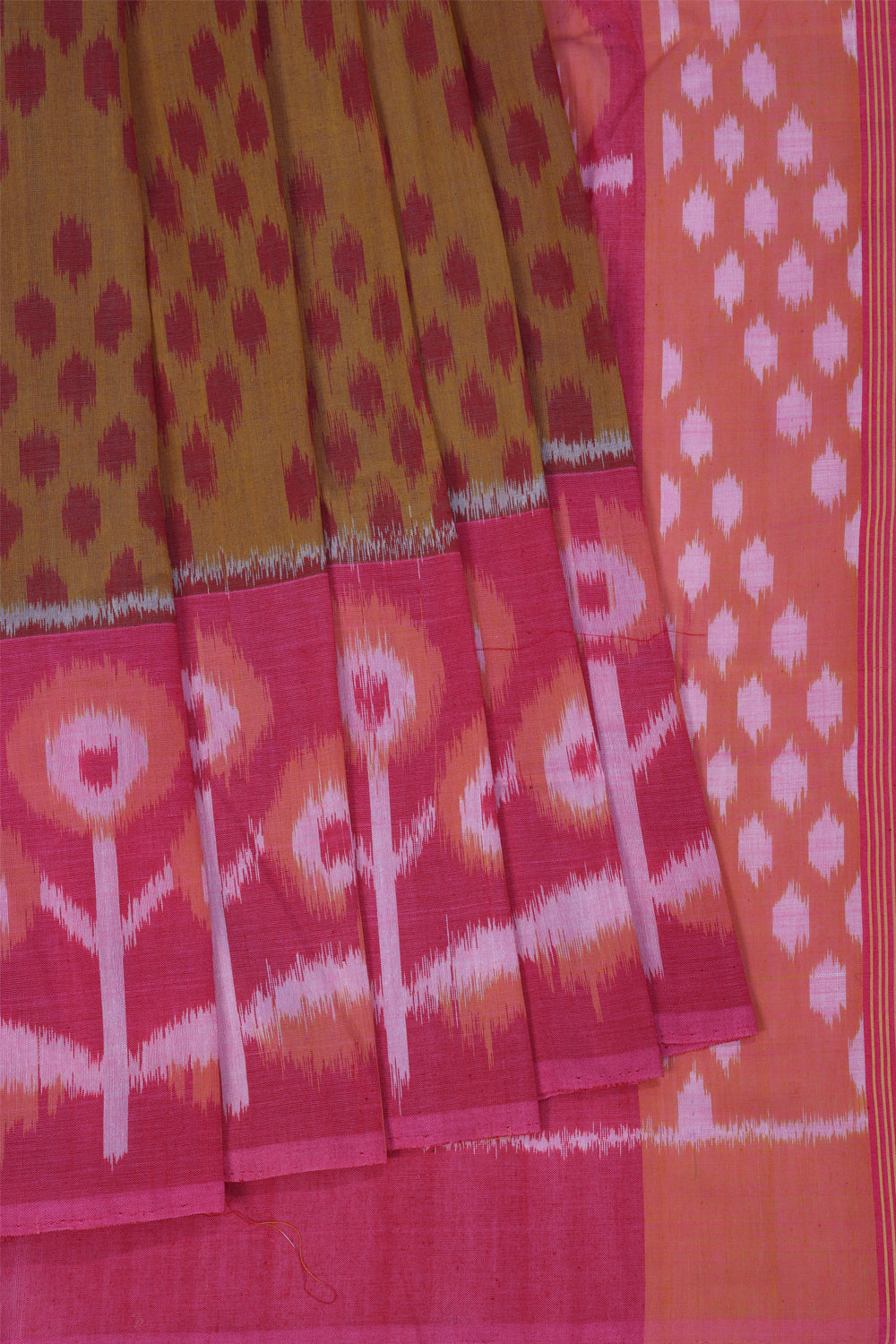 Yam orange Pochampally Ikat Saree