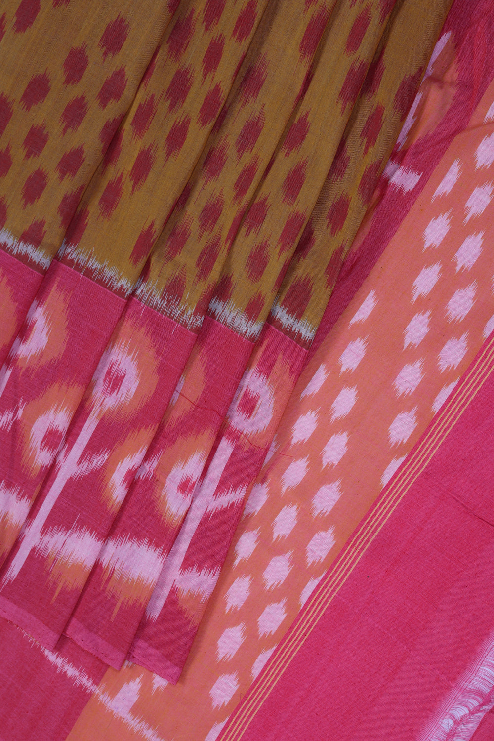 Yam orange Pochampally Ikat Saree