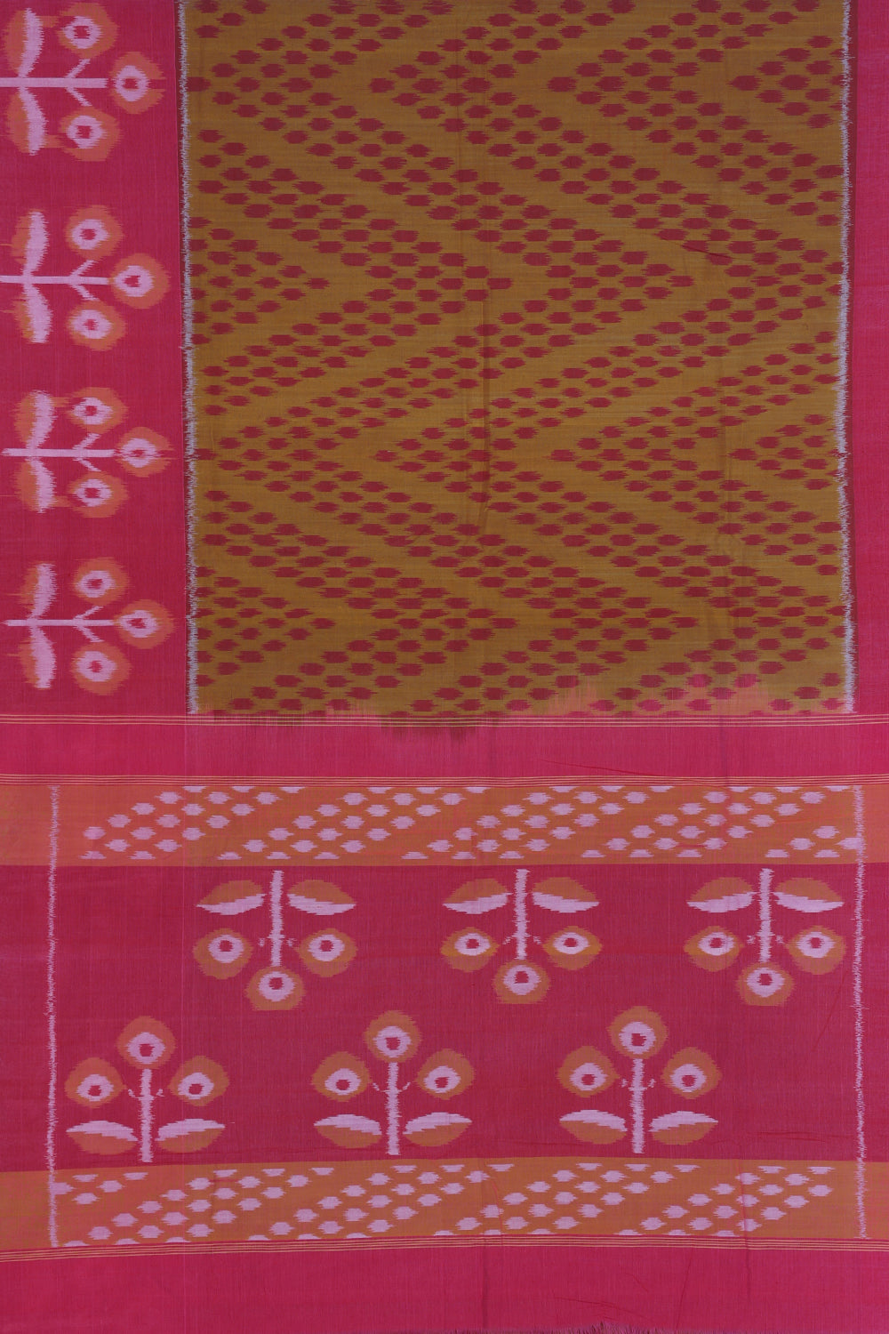 Yam orange Pochampally Ikat Saree