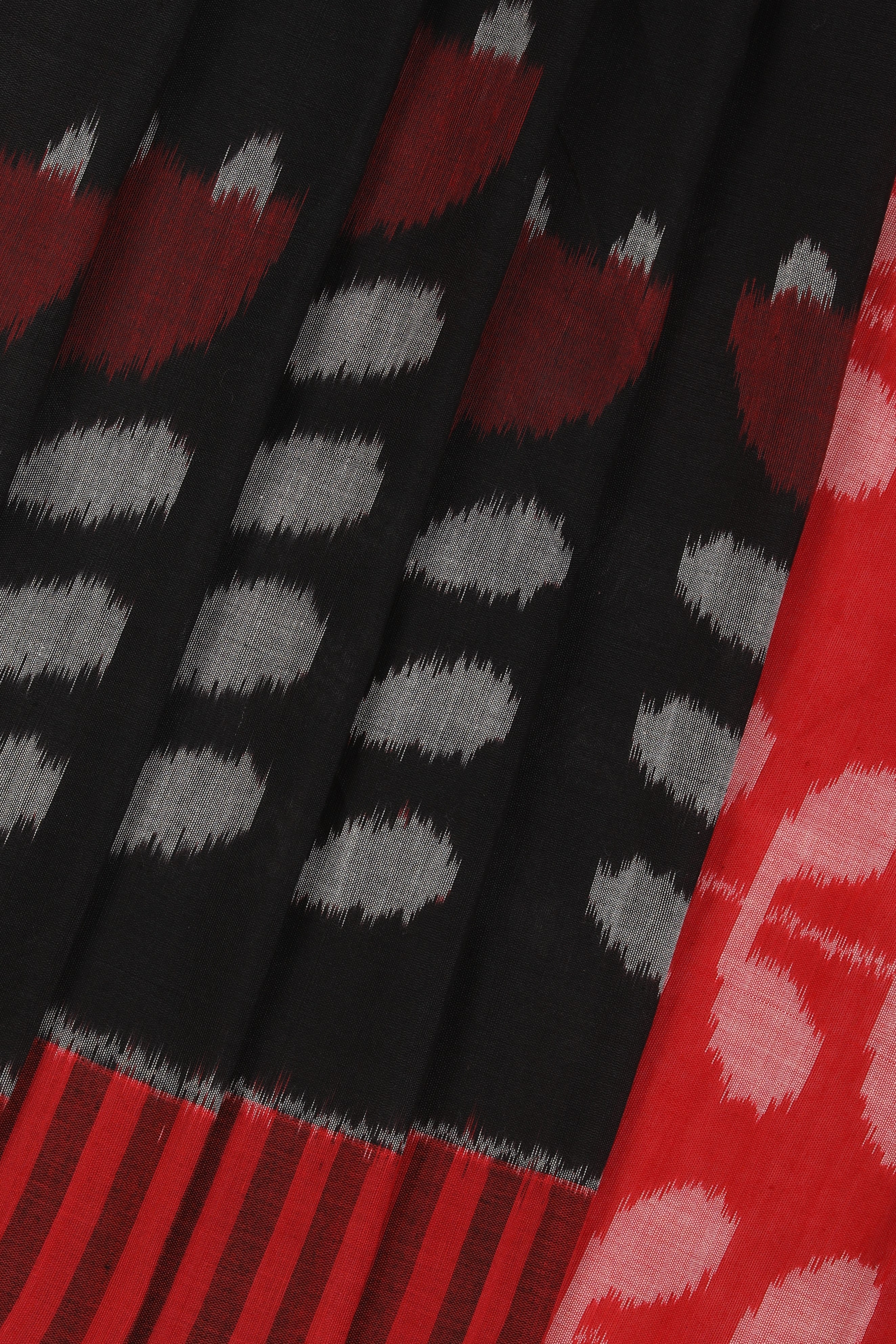 Coal black red stripes pattern Pochampally cotton ikat Saree