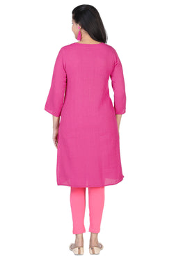 Collection of Soft loop weave cotton kurta with Kasuti hand embroidery. in a gallery layout