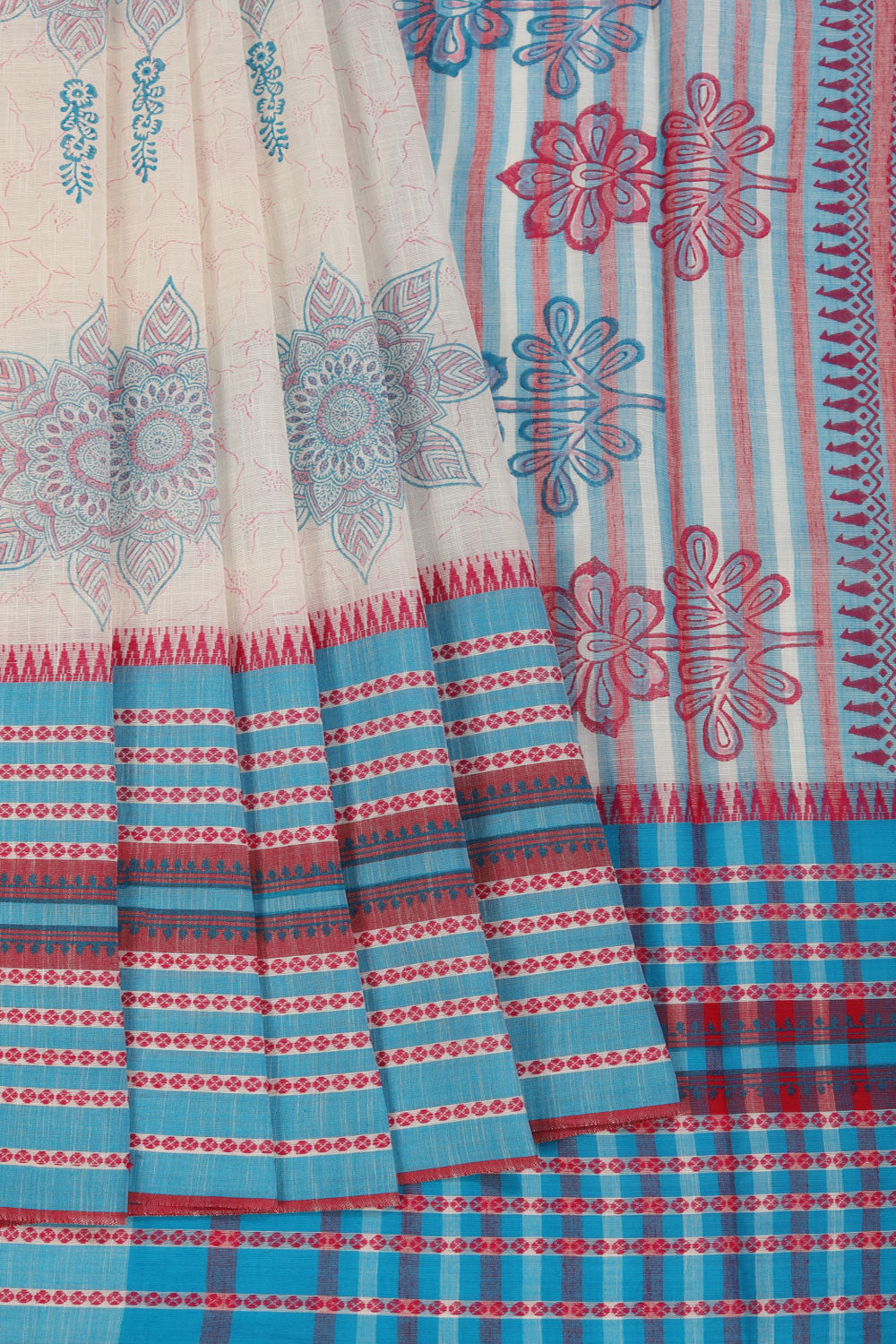 Collection of Hand block printed south cotton saree in a gallery layout