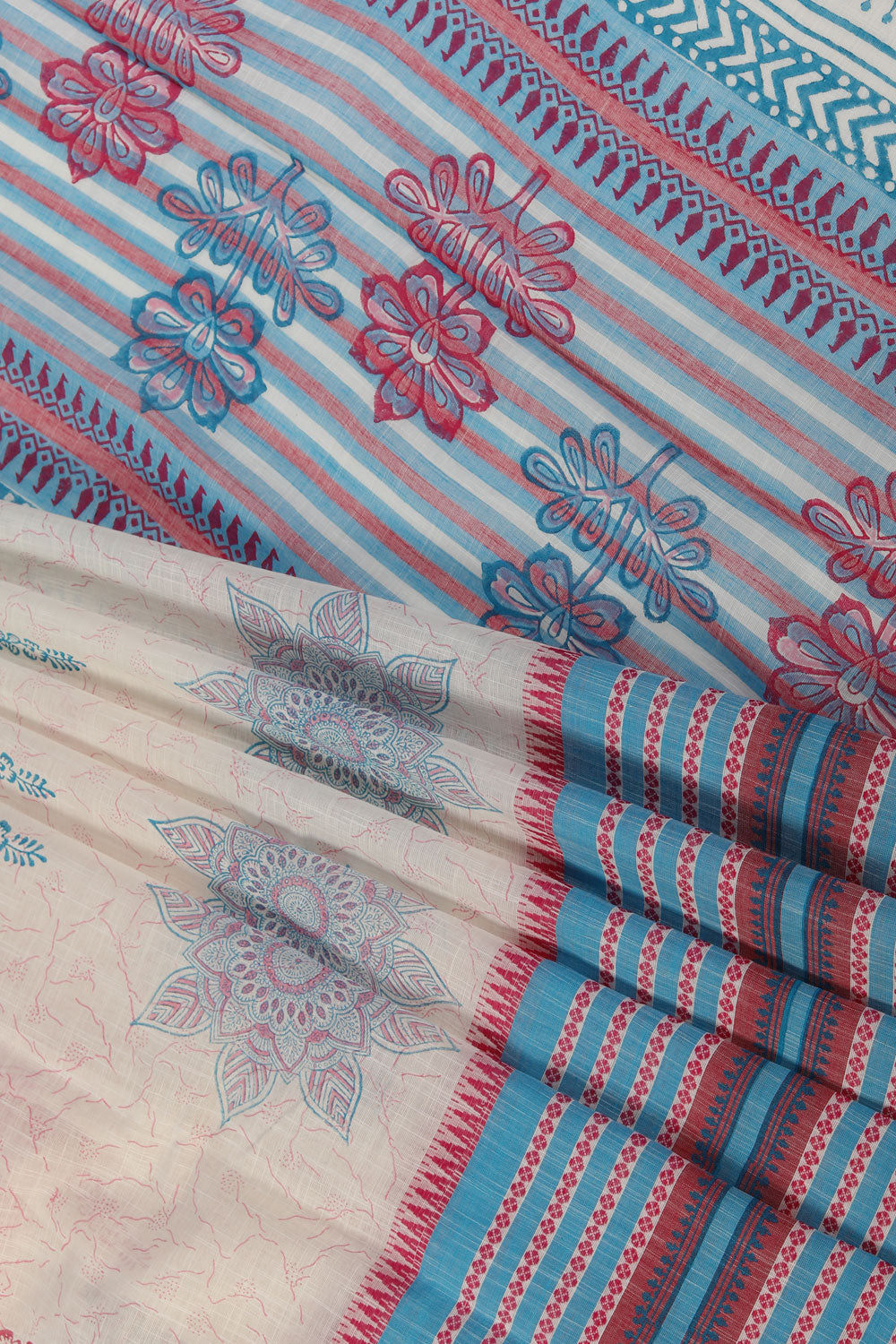 Collection of Hand block printed south cotton saree in a gallery layout