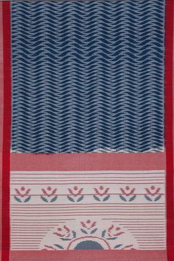 Image of Navy blue Pochampally cotton ikat Saree