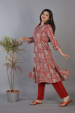 Image of Bagru handblock printed princess cut panelled kurti