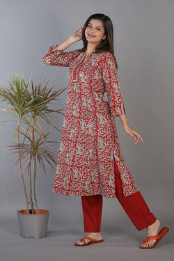 Image of Bagru handblock printed princess cut panelled kurti