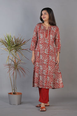 Image of Bagru handblock printed princess cut panelled kurti