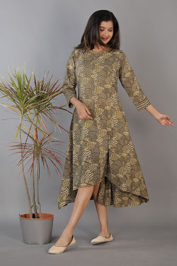 Collection of Ajrakhhandblock printed flared cotton Kurti. in a gallery layout