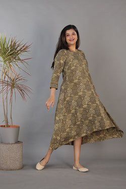 Collection of Ajrakhhandblock printed flared cotton Kurti. in a gallery layout