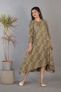 Collection of Ajrakhhandblock printed flared cotton Kurti. in a gallery layout