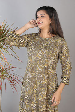 Collection of Ajrakhhandblock printed flared cotton Kurti. in a gallery layout