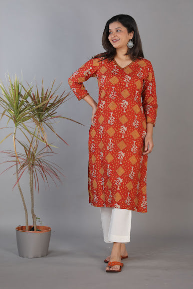 Collection of Bagru handblock kurti in a gallery layout