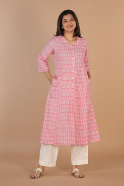 Collection of Ikat long kurti in a gallery layout