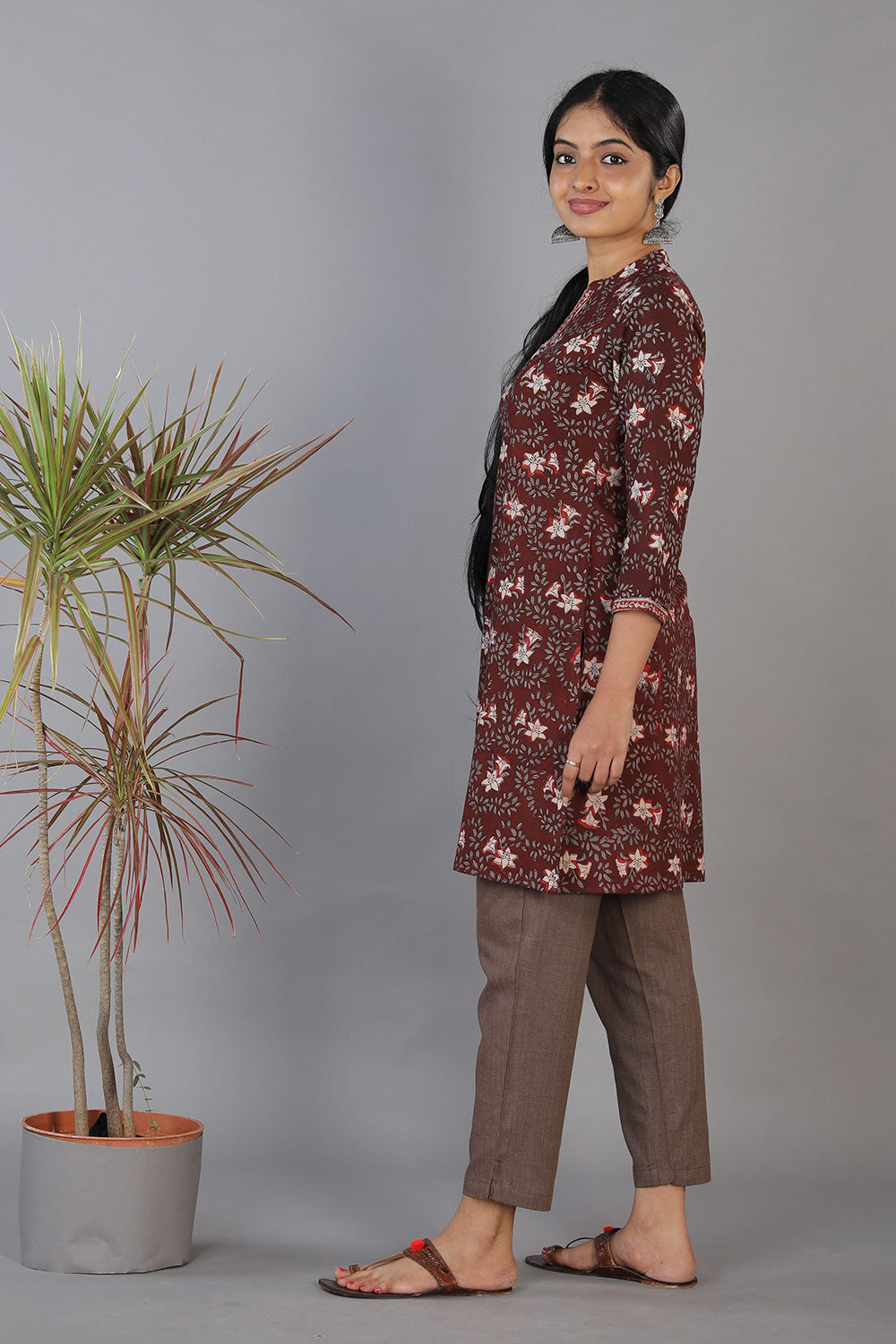 Collection of Bagru handblock printed thread embroidered  panelled kurti in a gallery layout