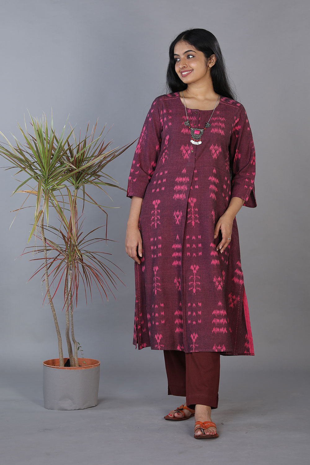 Collection of Cotton pochampally ikkat kurta in a gallery layout