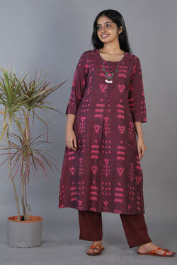 Collection of Cotton pochampally ikkat kurta in a gallery layout