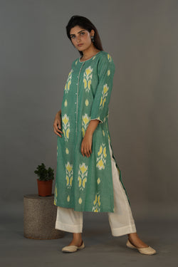 Collection of Cotton pochampally Ikat kurta and pants set in a gallery layout