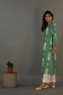 Collection of Cotton pochampally Ikat kurta and pants set in a gallery layout