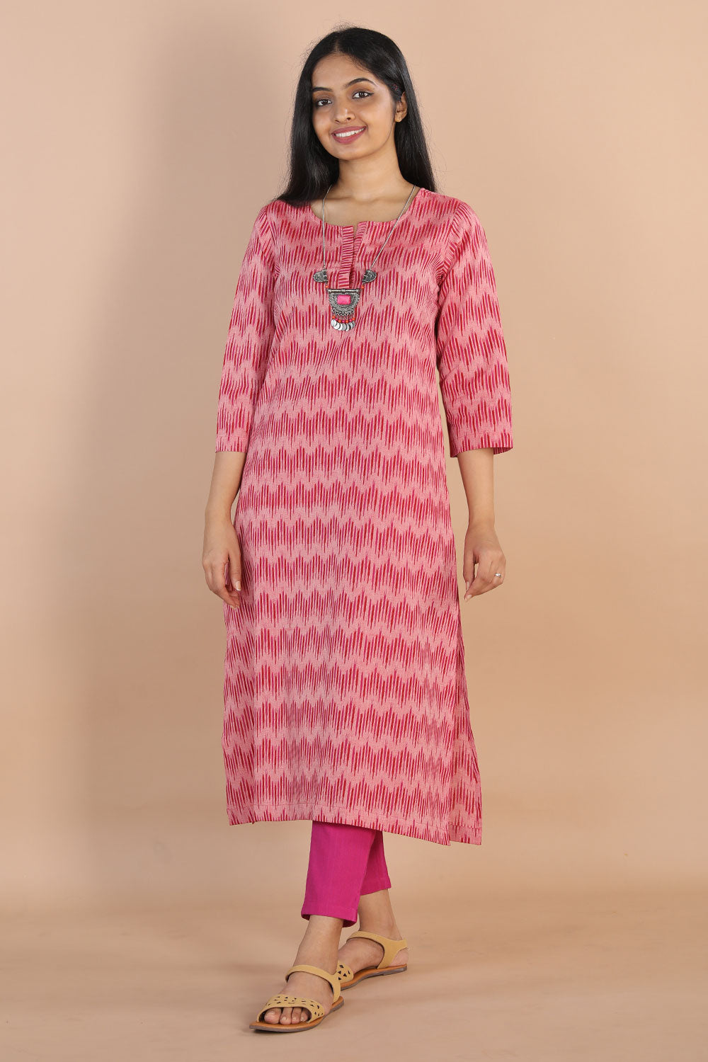 Collection of Ikat  straight cut kurti in a gallery layout