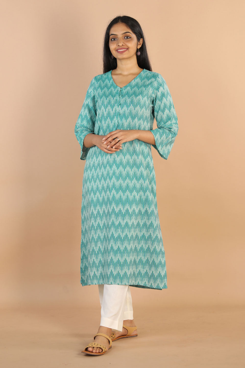 Collection of Ikat  straight cut kurti in a gallery layout