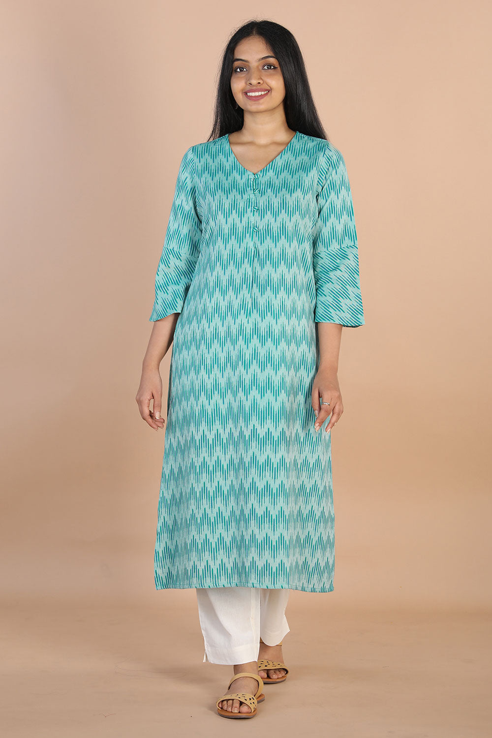 Image of Ikat  straight cut kurti