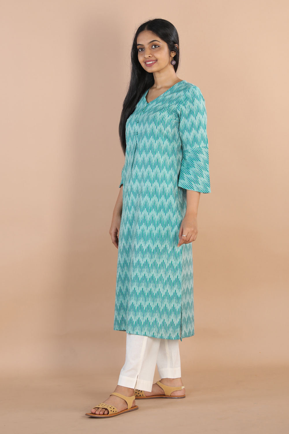 Image of Ikat  straight cut kurti
