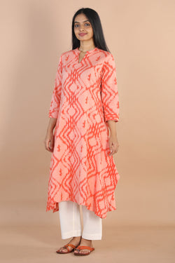 Collection of Cotton Pochampally ikkat diamond weave kurta in a gallery layout