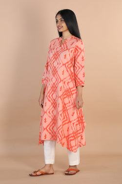 Collection of Cotton Pochampally ikkat diamond weave kurta in a gallery layout