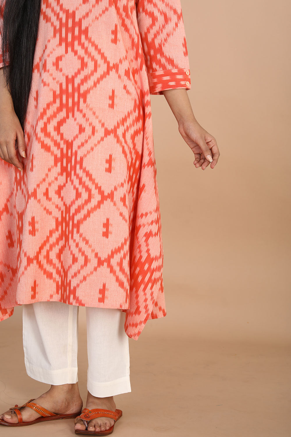 Collection of Cotton Pochampally ikkat diamond weave kurta in a gallery layout