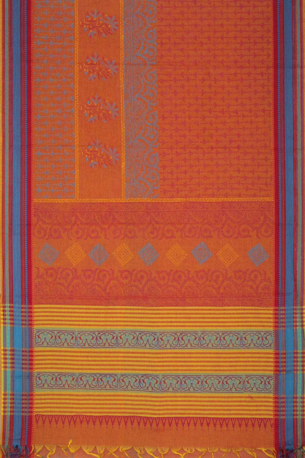 Collection of Hand block printed south cotton saree in a gallery layout