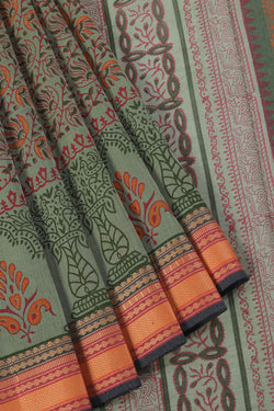 Collection of Hand block printed south cotton saree in a gallery layout