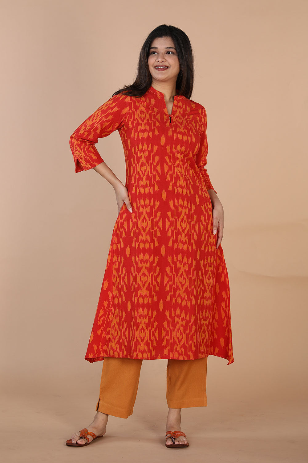 Collection of Ikat panelled kurti in a gallery layout