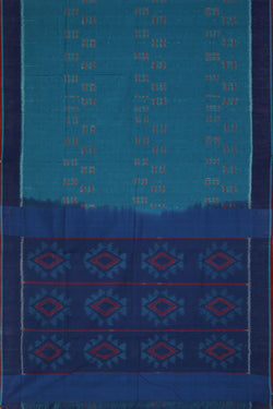 Collection of Slate blue brick pattern Pochampally cotton ikat Saree in a gallery layout