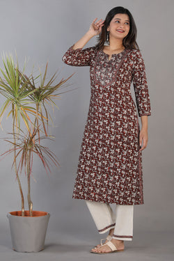 Collection of Bagru handblock printed kurti in a gallery layout