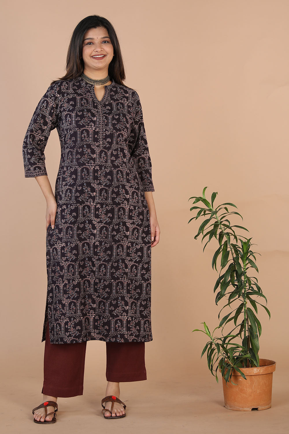 Collection of Ajrakh handblockprinted kurta in a gallery layout